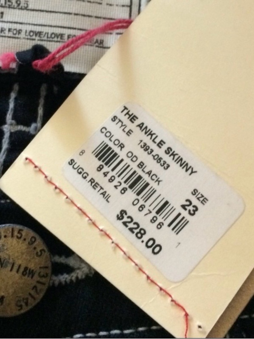 Current/Elliott The Ankle Skinny Jeans 23 NWT Black Y2K Contrast Stitch - Picture 5 of 11